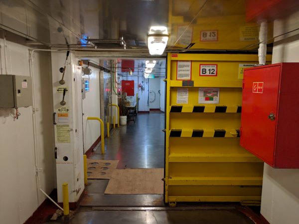 B Deck is under water, so you'll see waterproof doors, and you can tell you are on a ship. You see nothing like this in guest areas.