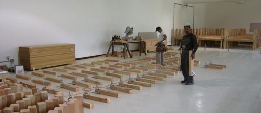 Carpenters
building our new desks on short notice.