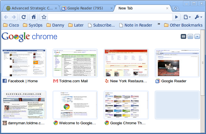 Google Chrome's "new tab" screen.