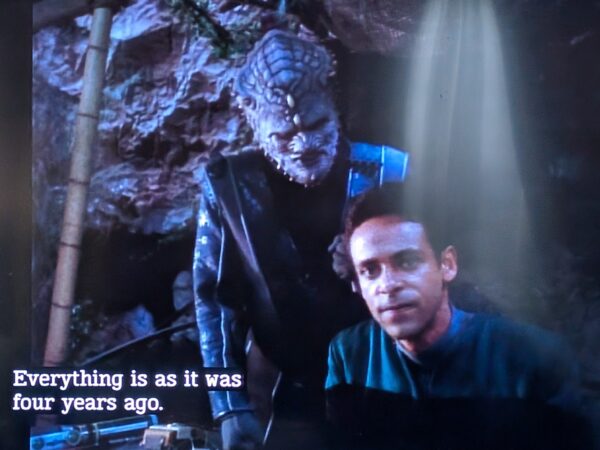 A Jem'Hadar soldier explains to Dr Bashir "Everything is as it wa four years ago."